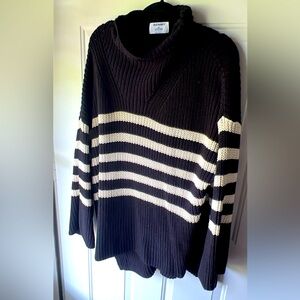 Black and White slouch neck sweater